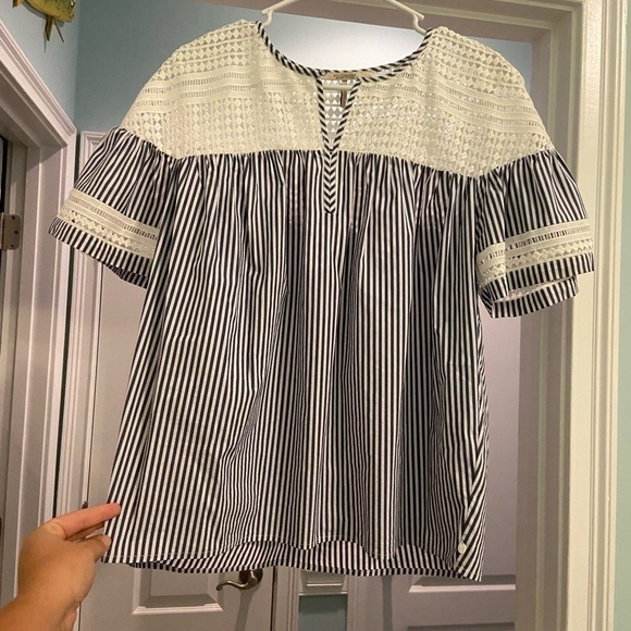 SCOTCH And Soda Crochet Stripe Bell Sleeve Top - Picture 4 of 10